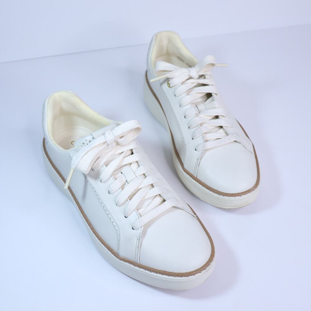 COLE HAAN Grandpro Topspin Sneakers Ivory Scallop Lace Up Women's 5.5B